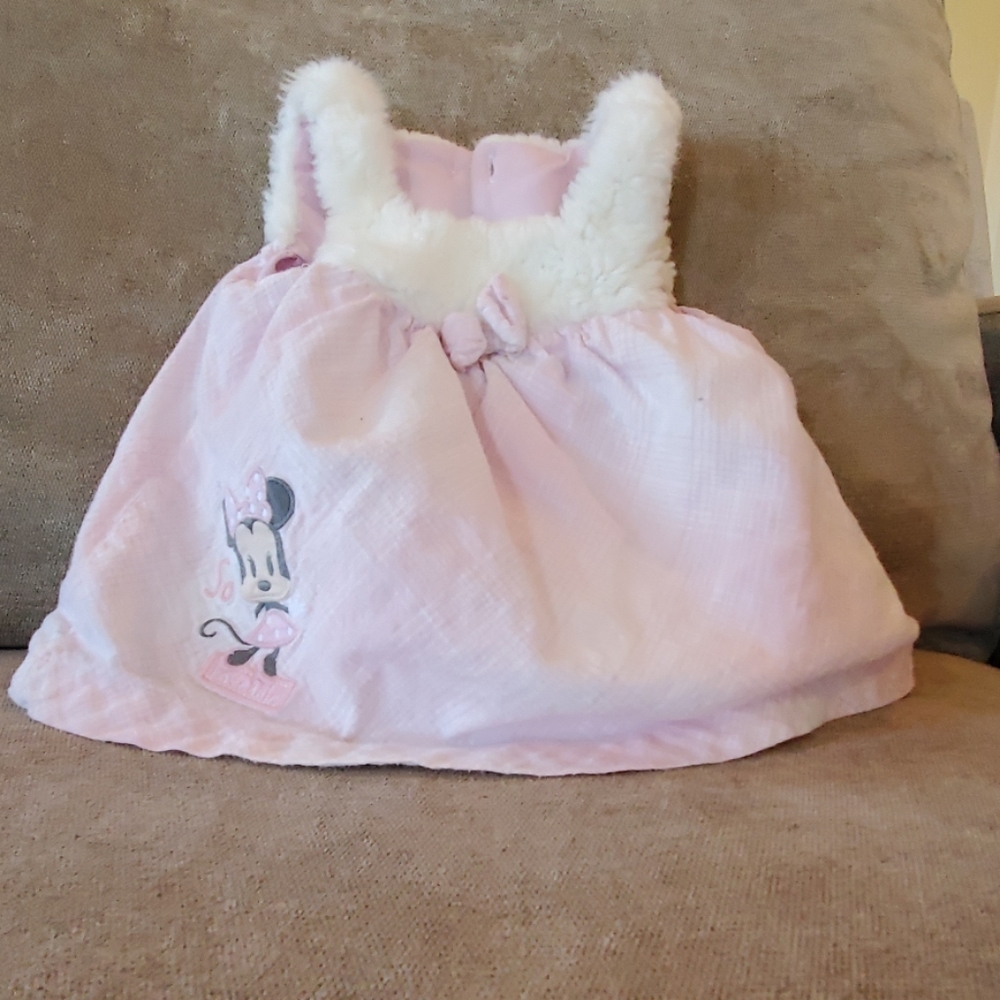 Disney Pink Minnie Mouse Dress w White Fur